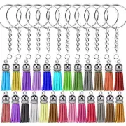 100Pcs Key Chain Ring with Chain and Tassel Pendants Bulk for Keychain Crafts