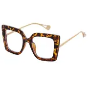 Oversized Square Blue Light Blocking Glasses for 52 Millimeters A2 Tortoise
