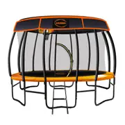 12ft Trampoline Free Safety Net Spring Pad Roof Mat Ladder Basketball - Orange