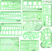 Geometric Drawings Templates, Drafting Stencils Measuring Tools, 11PCS