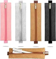 4 Pcs Pen Holder for Notebook Large Capacity Student Storage Pencil Case Dupont Paper Zipper Pencil Case with Elastic Band Used for laptops Tablets Books Organizing and Storing (4Color)