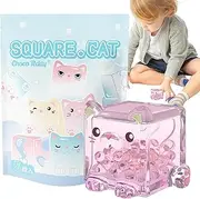 Fizepgo Cat Stacking Blocks - Cube Design Stacking Blocks Game,Cute Clear Design Animal Statue for Good Potential Collectibles