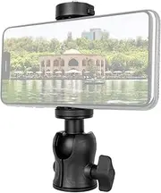 LAPOOH Panoramic Tripod Head Camera Mount Adapter Mini Ballhead 360°Rotatable 10kg/ 4.4lbs Load Capacity with 1/4in Screw Built-in Adjustable Phone Clip Compatible with DSLR Camera Tripod LED Light Selfie