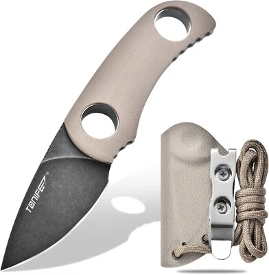 Runer Fixed Blade Knife with Adjustable Kydex Sheath EDC Knife with 4.7cm Ful...