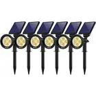 Solar Lights, 2-in-1 Solar Spot Lights Outdoor, Waterproof 6 Pack Warm White