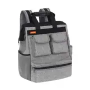 Justzon Backpack Tool Bag with Padded Back Support Heavy Duty Kit Gray