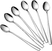 Coffee Spoons, Stirring Spoons, Tea Spoons Long Handle，Ice Cream Spoon, Stainless Steel Cocktail Stirring Spoonsfor iced Coffee Iced Tea Milk Shake Ice Cream Sundeas Cool Drinking 6 Pack 7.5 Inches