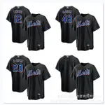 MLB棒球球衣大都會隊LINDOR12 DEGROM48黑色 2022球員球衣