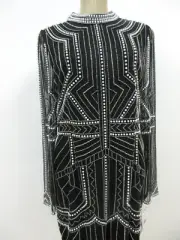 AIDAN MATTOX BLACK MOCK NECK BEADED LONG SLEEVE DRESS SIZE 14 - NWT $295