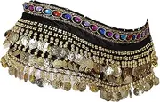 [Colaxi] Belly Dance Hip Scarf Bellydancing Hip Belt Shiny Waist Chain Sequin Tassel Skirt for Club Dancer Nightclub Carnival Ballroom