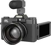 4K Digital Camera, 56MP Photo Camera with 180° Flip