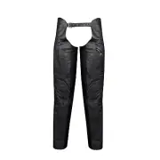 Naked Cowhide Genuine Black Leather Men's Motorcycle Biker Side Zipper Chaps