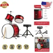 High-Quality Kids 3-Piece Drum Kit - Cymbal, Toms, Bass Drum for Beginners
