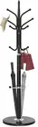 Freestanding Metal Coat Rack with Marble Base and 12 Hooks for Entryway