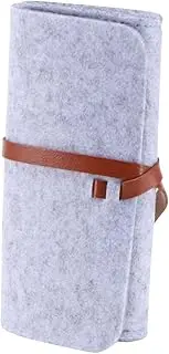 [Baluue] Retro Felt Sunglasses Case Portable Eyeglasses Storage Pouch for Sunglasses and Glasses Stylish Gray Roll Up Design for Safe and Convenient Eyewear Protection