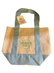 Trader Joe's Mini Pastel Canvas LIMITED Tote Bag “BLUE” BRAND NEW NWT
