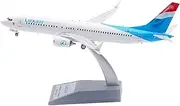 Pre-Built Model Aircraft 19CM Luxair for Boeing B737-8MAX LX-LBL 1:200 Scale Model Airplane with Stand Collectible Aircraft Replica Miniature Airplane Model