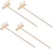 4pcs Mini Wood Rake Sand Rake Sandbox Miniature Rakes Garden Sand Tools Sandbox Rake Mini Rake Crafts Miniature Garden Tools Table Mini Rakes Mini Sand Table Rake Mini Khaki