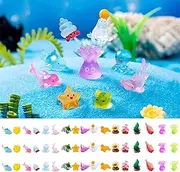 ZHIGOU 51 Pieces Mini Ocean Figurines Resin Sea Animals Aquarium Fish Tank Decor Garden Decorations
