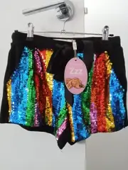 NWT Peter Alexander Rainbow Sequined PJ pants XS RRP $99.00