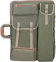 4K Canvas Artist Portfolio Carry Shoulder Bag Multifunctional Drawboard Bags for Drawing Sketching Painting (Army Green)