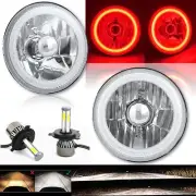 5-3/4" Red COB LED Halo Angel Eye Crystal Headlight 20/40w LED Bulb Pair Octane (for: Volvo)