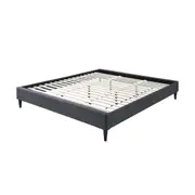 Arte King Bed Frame Fabric Upholstered Mattress Platform Base - Mid Grey