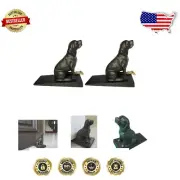 Handcrafted Cast Iron Dog Door Stoppers Set of 2 - 6 lbs with Rubber Base