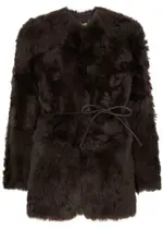 Zimmermann Luminosity Belted Shearling Jacket - Chocolate - S/M S/M