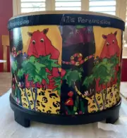 NIB! Remo Kid's Floor Tom Drum in the Rain Forest Pattern With 2 Drum Mallets