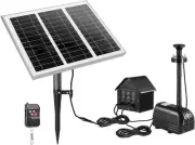 100W Solar Fountain Water Pump with Battery and LED Light for Birdbath Garden...