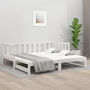 Day Bed Frame, Sofa Bed Frame Guest Bed Frame Pull-Out Day Bed White 2X(92x187) cm Solid Wood Pine