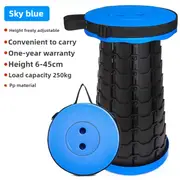 GGP Black And Blue Splicing Color Portable Outdoor Telescopic Folding Stool With 100 Weight Bearing Buckles, Lightweight And Compact Design, Perfect For Fishing, Camping, And Travel