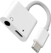 USB-C to 3.5mm Headphone Audio Adapter(2in1) DAC Type C AUX Splitter Charger Jack Dongle Cord Accessories Compatible for Samsung Galaxy S20 S21 S22 FE Ultra S9 S10 Z Flip CD-AU