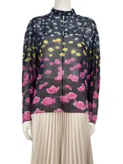 Floral Print Silk Sheer Blouse