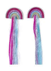 Wonder Nation Glitter Rainbow Faux Hair Clip Set, 2-Piece