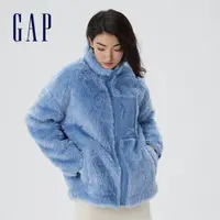 在飛比找蝦皮商城優惠-Gap 女裝 仿羊羔絨立領保暖外套-藍色(446030)