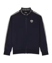 Versace Kids Logo Embroidered Zip-Up Sweatshirt 8Y,6Y,14Y,12Y,10Y navy blue