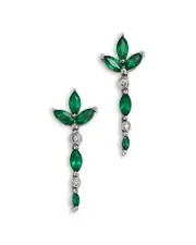 Bloomingdale's Fine Collection Emerald & Diamond Drop Earrings in 14K White Gold