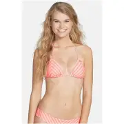 RIP CURL THAT STRIPE TRIANGLE HALTER TIE BIKINI SWIM TOP PINK SMALL NEW! $35