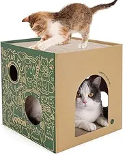 Cozioz 2-Story Cat Cardboard House – Indoor Cat Playhouse with Scratch Pads, Corrugated Scratcher Box, Ideal Cat Scratching Toy, Perfect for Cat Birthdays and Small Animal Hideouts