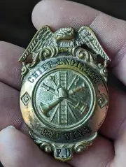 ***RARE*** Obsolete Fire Department Chief Engineer Badge Red Wing Minnesote Minn
