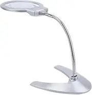 LED Magnifying lamp, 2.5X 5X 130mm Table & Magnifying Glass with Flexible Tube Magnifying Glass with 2 LED Lights for Reading Hobby Craftwork Workbench Diamond Art