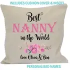 BEST NANNY Cushion Cover & Insert Personalised Name MOTHERS DAY Birthday