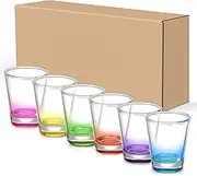 6 Pack Heavy Base Shot Glasses Set, 2 oz Colorful Shot Glass, Tequila Cups Small Glass, Shot Glass for Whiskey, Vodka, Espressos, Spirits & Liquors