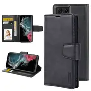 For Samsung Galaxy S22 Ultra Case, Hanman Wallet Leather Flip Magnetic Stand Case Cover (Black)
