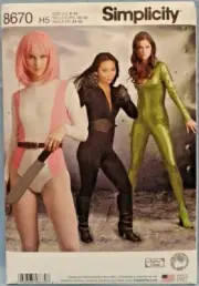 SIMPLICITY PATTERN 8670 COSPLAY JUMPSUIT COSTUME MISSES SIZES 6 8 10 12 14 NEW