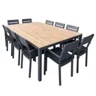 NEW Tuscany 10 Seat Teak Top Dining Table And Aluminium Chairs Alfresco Setting