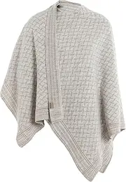 [KNIT FACTORY] Dusk Poncho Cape - Elegant Knitted Women's Cape - Wrap Scarf with Wool