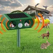 Solar Cat Repellent for Gardens UK,Solar Powered Ultrasonic Animal Deterrent Motion Sensor 33ft Range,Ipx4 Waterproof,Cover Foxes,Squirrels, Dogs,Rats & Birds.Easy Wall/Ground Install (Regular style)